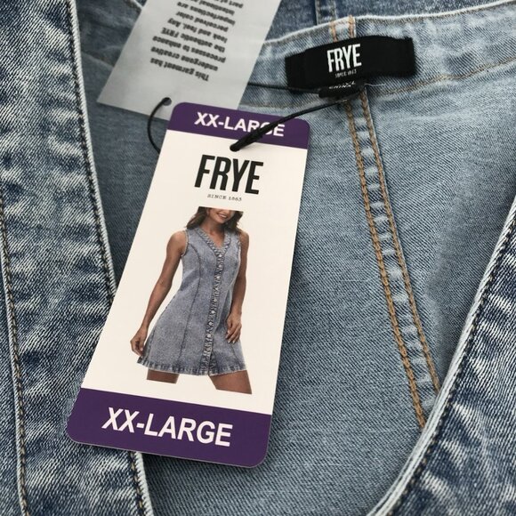 FRYE Denim Mini Dress Size XXL Denim Sleeveless Stretch Sleeveless Ladies - Picture 7 of 9